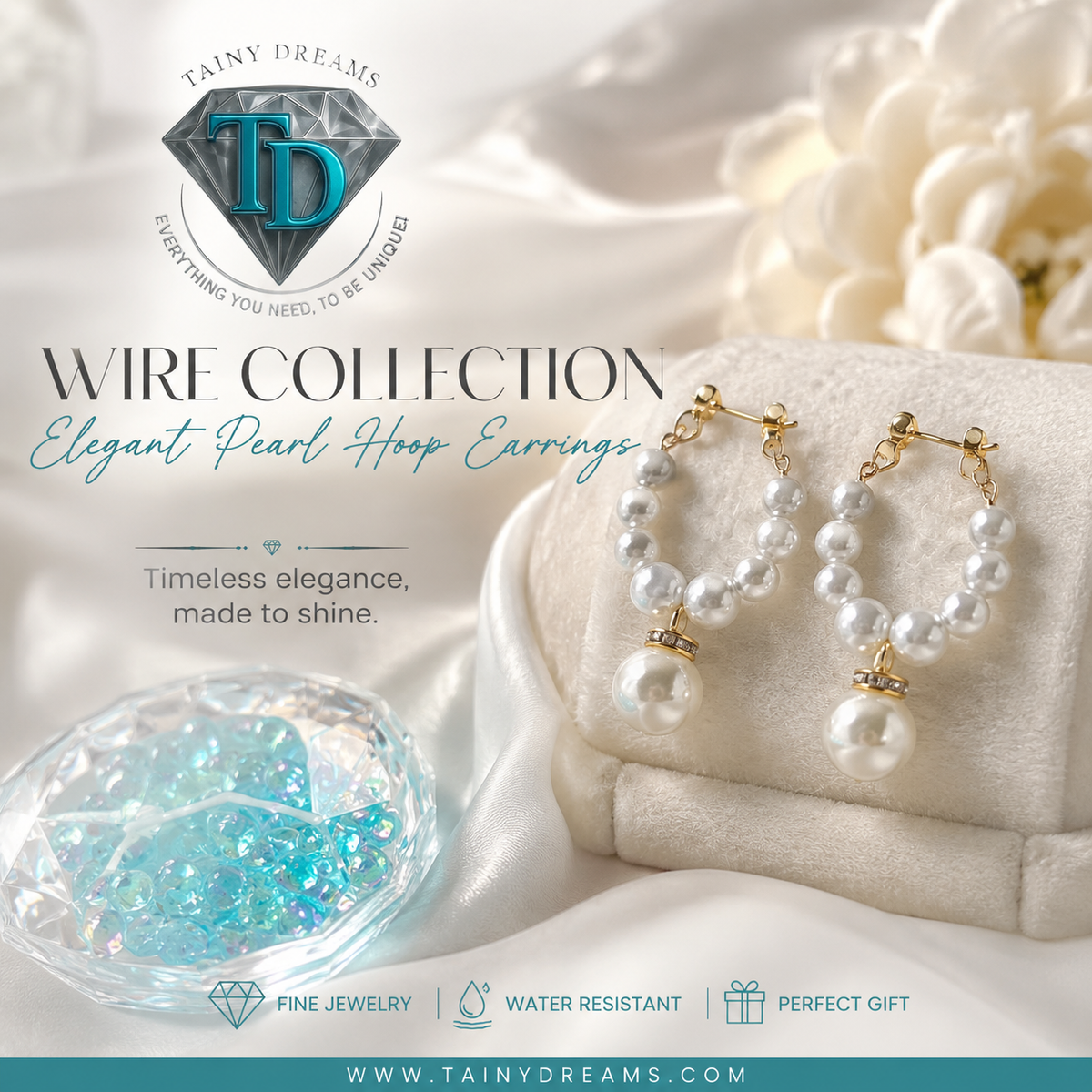 Wire Collection - Elegant Pearl Hoop Earrings