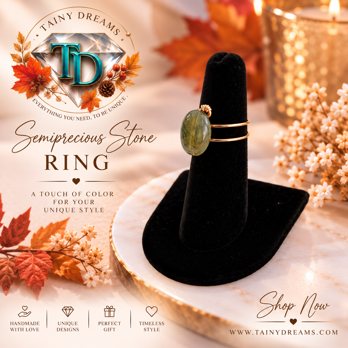 Wire Collection - Unique Semiprecious Stone Ring