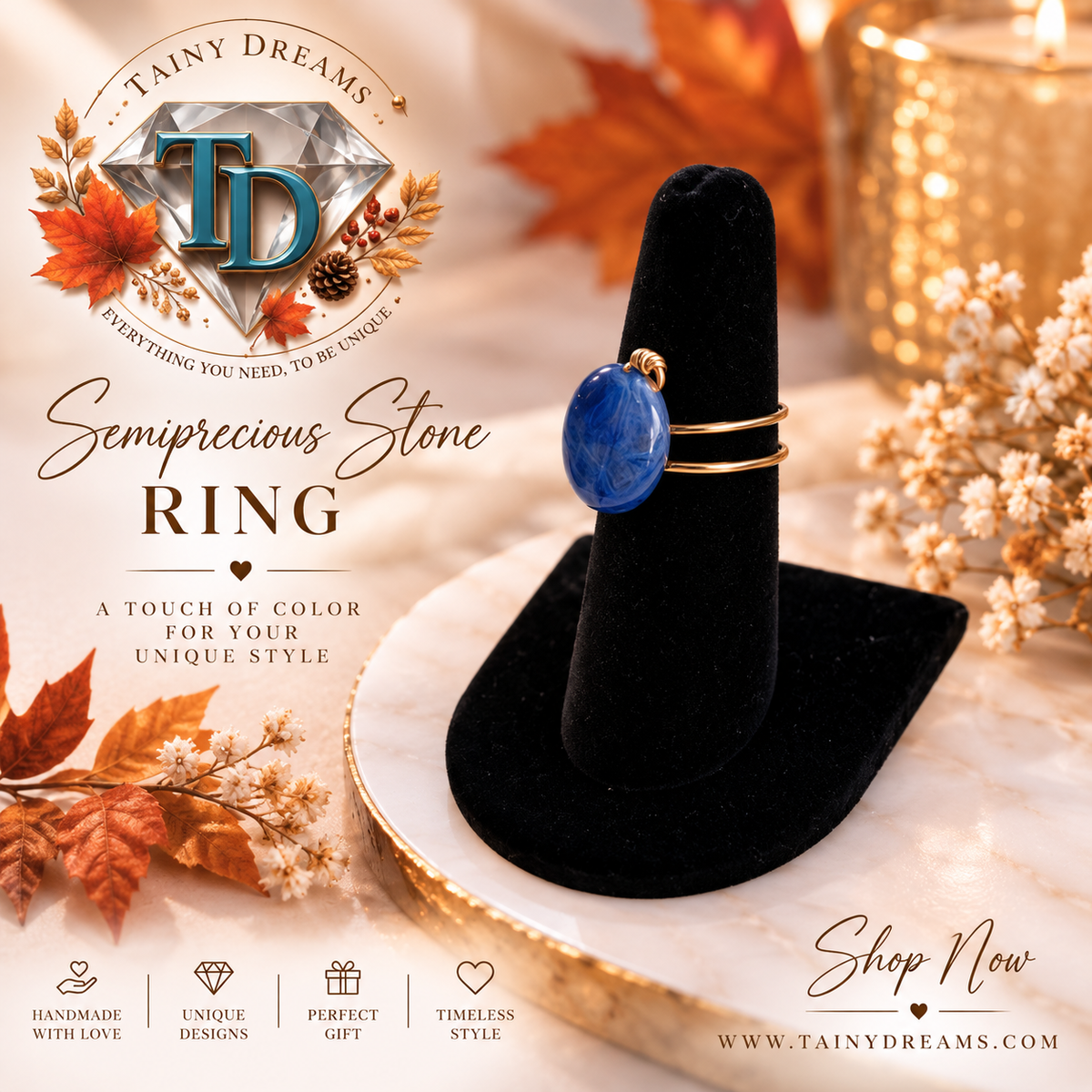 Wire Collection - Unique Semiprecious Stone Ring