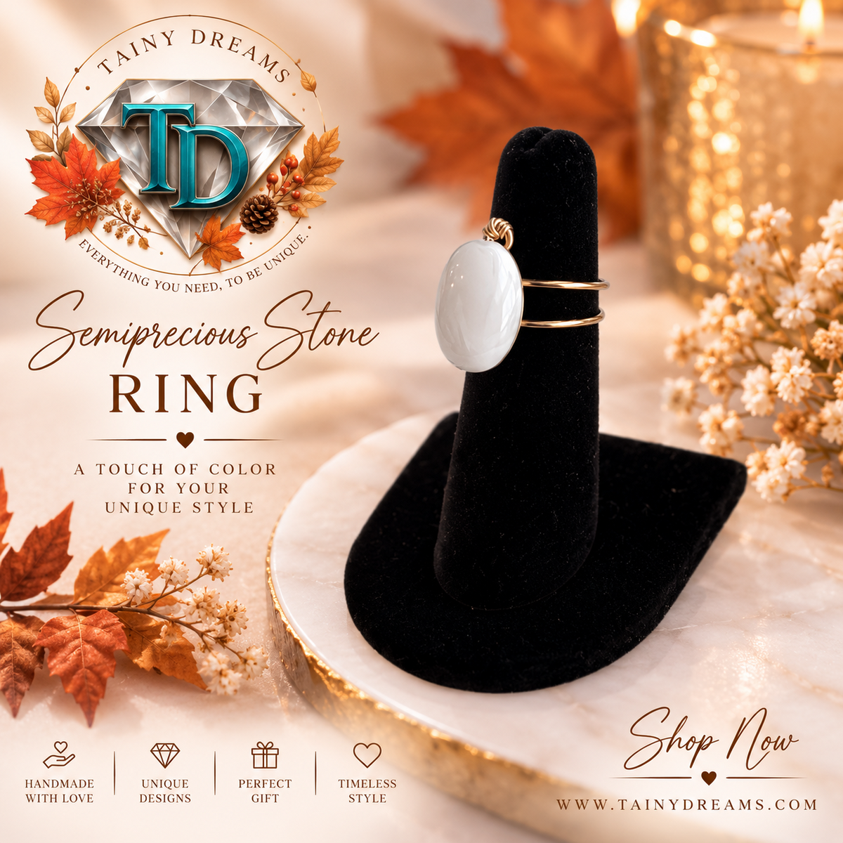 Wire Collection - Unique Semiprecious Stone Ring